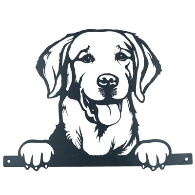 AB Tools Black Metal Peeking Retriever Silhouette With Fixing Plate Garden Ornament Gift from B&Q
