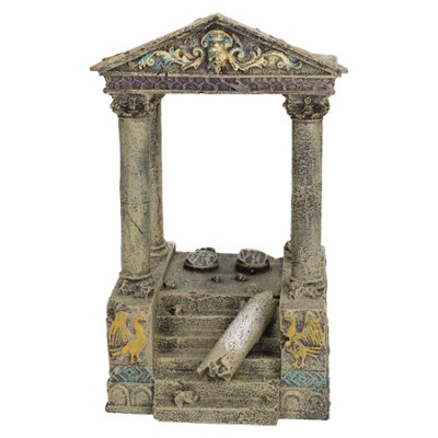 B&Q -  Aquatic Aquarium Decor Fish Tanktemple Ruins & Steps Ornament 11X13X20Cm