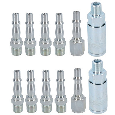 AB Tools Air Line Hose Compressor Fitting Connector Quick Release Set Male 1/4" Bsp 12Pc from B&Q