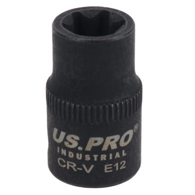 AB Tools E12 Female Impacted Impact Torx Star E Socket 3/8In Drive Shallow from B&Q
