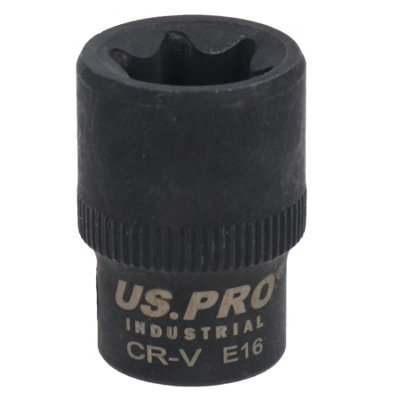 AB Tools E16 Female Impacted Impact Torx Star E Socket 3/8In Drive Shallow from B&Q