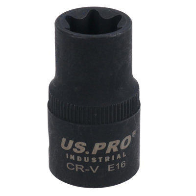 AB Tools E16 Female Impacted Impact Torx Star E Socket 1/2In Drive Shallow from B&Q