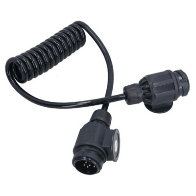 AB Tools Trailer Light Electrics Extension Lead Curly Cable 1.5M 13 Pin Type 8 Pin Plugs Male from B&Q