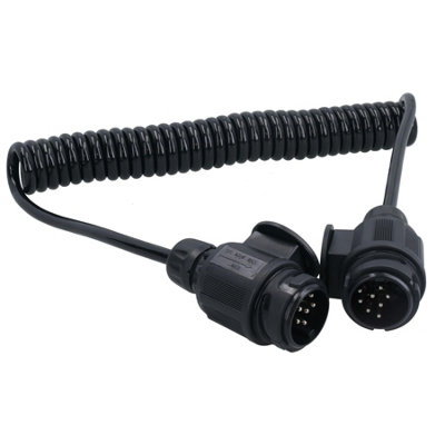 B&Q -  Trailer Light Electrics Extension Lead Curly Cable 3M 13 Pin Type 8 Pin Plugs Male