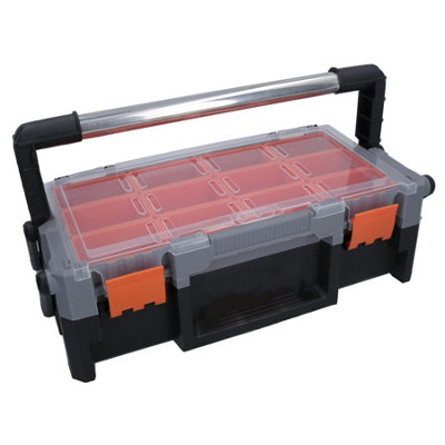 AB Tools 18In Cantilever Style Toolbox Tool Box Storage Container Organiser Compartment