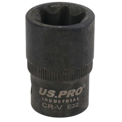 AB Tools E22 Female Impacted Impact Torx Star E Socket 1/2In Drive Shallow from B&Q