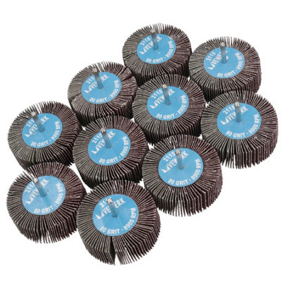 AB Tools 80 Grit 80mm Flap Wheel Disc Abrasive Sanding Pads For Drills Grinders 6mm Shank 10Pc from B&Q
