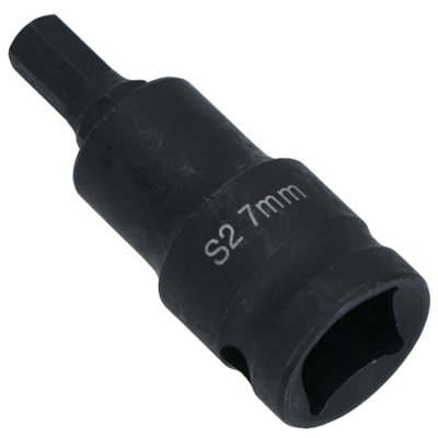 B&Q -  M7 X 55mm 1/2In Drive Short Impact Impacted Allen Hex Key Socket 7mm