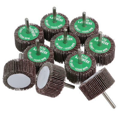 AB Tools 60 Grit 50mm Flap Wheel Disc Abrasive Sanding Pads For Drills Grinders 6mm Shank 10Pc from B&Q