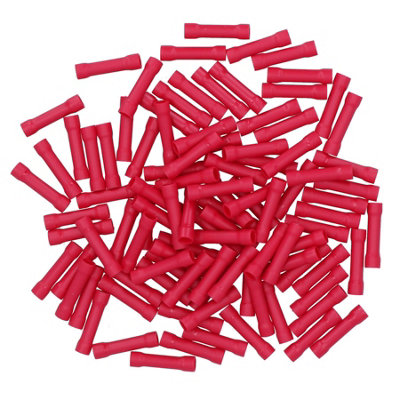 AB Tools Insulated Straight Butt Connectors Electrical Crimps Terminals Red 100Pc from B&Q