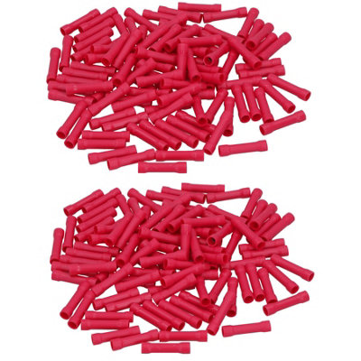 AB Tools Insulated Straight Butt Connectors Electrical Crimps Terminals Red 200Pc from B&Q