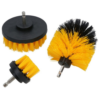 AB Tools 3Pc Drill Powered Cleaning Brush Set Nylon Bristles Scrubber Bathroom Cleaner from B&Q