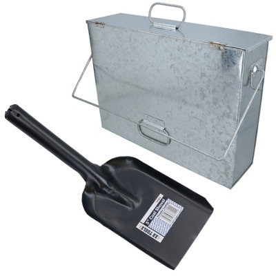 B&Q -  Fire Fireside Ash Carrier Container Remover Box Complete With Shovel / Scoop