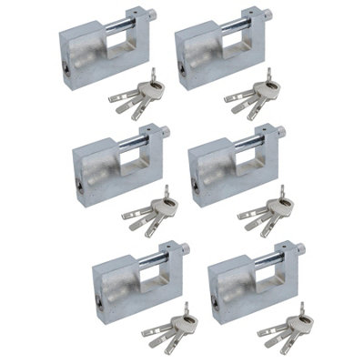 AB Tools 90mm Heavy Duty Beam Padlock Lock For Containers Shutter Doors Warehouses 6Pc from B&Q