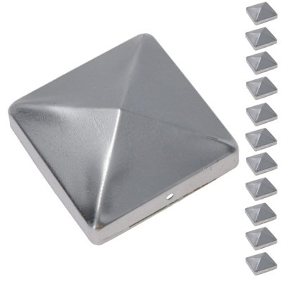 AB Tools Metal Fence Post Cap For Fence Posts 75mm X 75mm Protector Cover Silver 12Pc from B&Q
