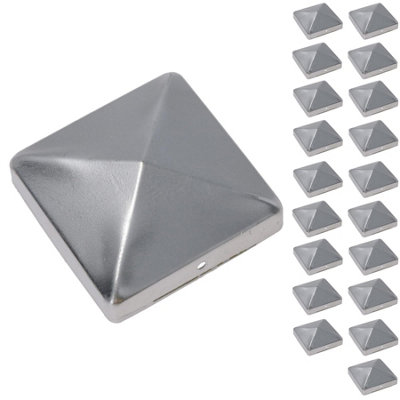 AB Tools Metal Fence Post Cap For Fence Posts 100mm X 100mm Protector Cover Silver 20Pc from B&Q