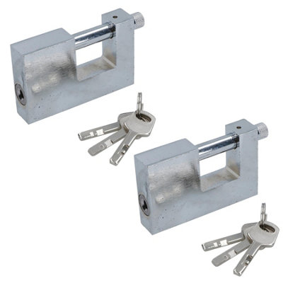 AB Tools 90mm Heavy Duty Beam Padlock Lock For Containers Shutter Doors Warehouses 2Pc from B&Q