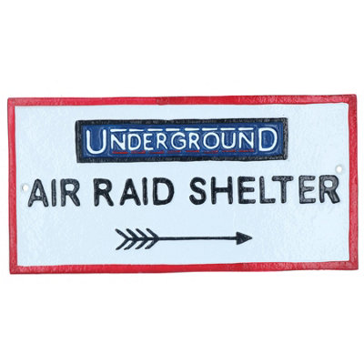 AB Tools Underground Air Raid Shelter Cast Iron Sign Plaque London Wall House Garden from B&Q