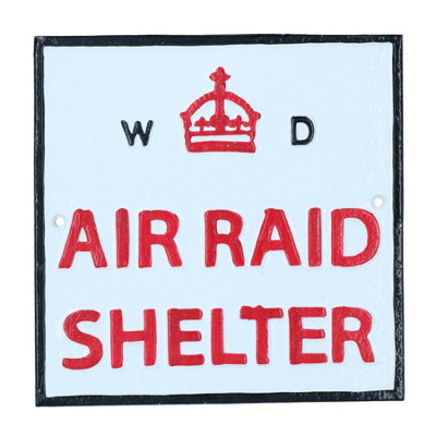 AB Tools Air Raid Shelter Cast Iron Sign Plaque Door Wall House Fence Gate Garden Yard from B&Q