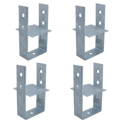AB Tools Concrete In Wooden Post U Support Base Bracket 100 X 100mm Decking 4Pk from B&Q