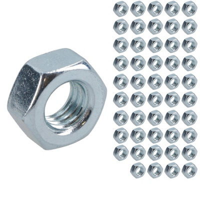 AB Tools M6 X 1.0mm Hex Full Nut Fastener Hexagonal Metric Nuts Grade 8 Zinc Plated 50Pk from B&Q