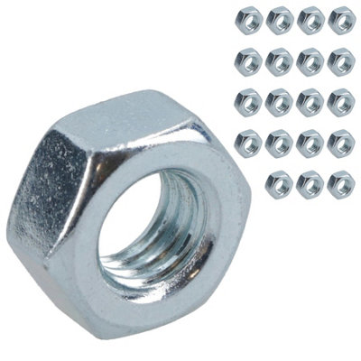 AB Tools M8 X 1.25mm Hex Full Nut Fastener Hexagonal Metric Nuts Grade 8 Zinc Plated 20Pk from B&Q