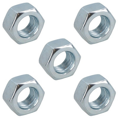 AB Tools M10 X 1.5mm Hex Full Nut Fastener Hexagonal Metric Nuts Grade 8 Zinc Plated 5Pk from B&Q