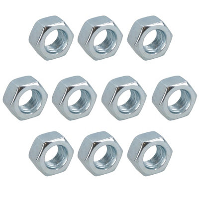 AB Tools M10 X 1.5mm Hex Full Nut Fastener Hexagonal Metric Nuts Grade 8 Zinc Plated 10Pk from B&Q