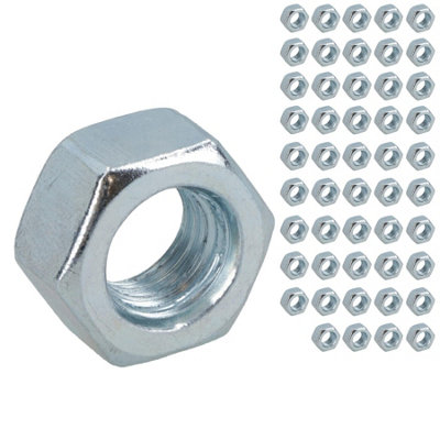AB Tools M10 X 1.5mm Hex Full Nut Fastener Hexagonal Metric Nuts Grade 8 Zinc Plated 50Pk from B&Q