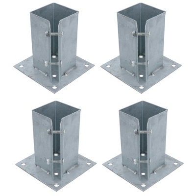 AB Tools Fence Post Bolt Down Shoe Holder Support Clamp Galvanised 75 X 75mm 4Pk from B&Q