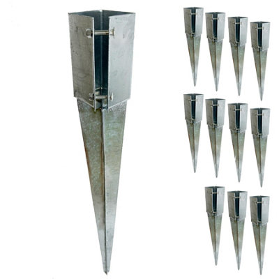 AB Tools Fence Post Holder Support Drive In Spike Galvanised 75 X 75 X 750mm 12Pk from B&Q
