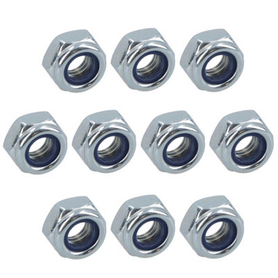 AB Tools M4 X 0.7mm Nyloc Nut Fastener Hexagonal Metric Nuts Grade 8 Zinc Plated 10Pk from B&Q