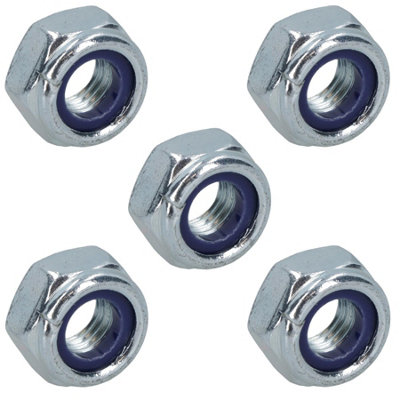 AB Tools M8 X 1.25mm Nyloc Nut Fastener Hexagonal Metric Nuts Grade 8 Zinc Plated 5Pk from B&Q
