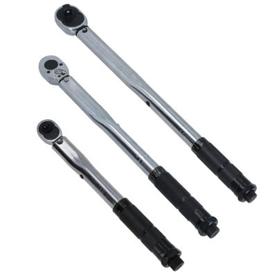 AB Tools 1/4In. 3/8In. And 1/2In. Drive Adjustable Click Torque Wrench Ratchets 3Pc Set from B&Q