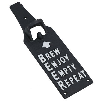 Brew Enjoy Empty Repeat Bottle Opener Cast Iron Sign Gift Garage Shed Bar - Image 3