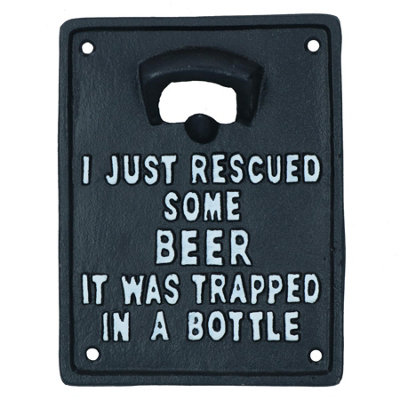 AB Tools Trapped In A Bottle Opener Cast Iron Sign Gift Garage Shed Bar Man Cave from B&Q