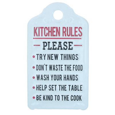 B&Q -  Kitchen Rules Sign Plaque Metal Wall Door House Home Pantry Dinning Room