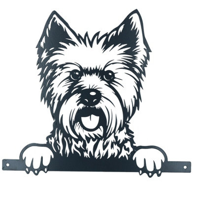 AB Tools Black Metal Peeking West Highland Terrier Silhouette Fixing Plate Garden Decor from B&Q