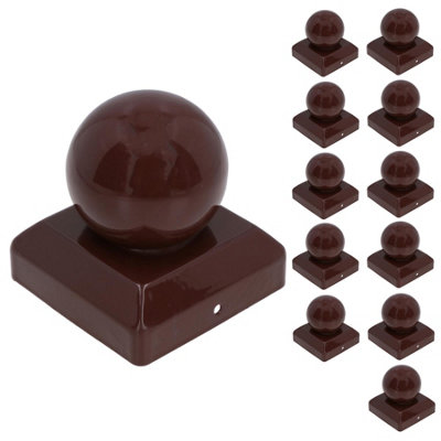 AB Tools Metal Fence Post Cap Round / Ball 100mm X 100mm Protector Cover Brown 12Pc from B&Q