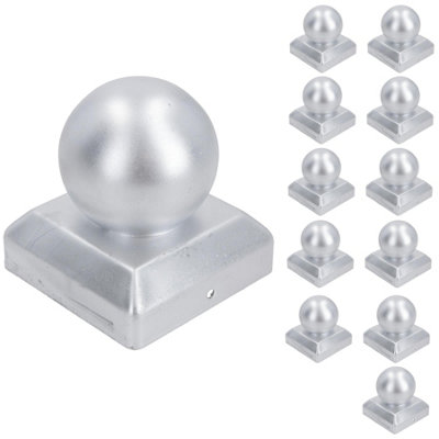AB Tools Metal Fence Post Cap Round / Ball 100mm X 100mm Protector Cover Silver 12Pc from B&Q