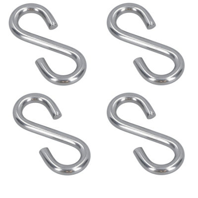 AB Tools 4Pk S Hook Hanging 3mm Stainless Steel Marine Grade Kitchen Pan Hanger Clothing
