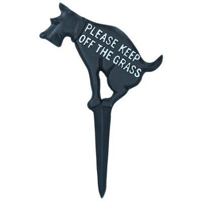 AB Tools Keep Dog Off The Grass Warning Sign Plaque Stake Cast Iron Garden Lawn 1Pk from B&Q