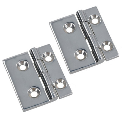 AB Tools Polished Door Hinge 2 Pack Stainless Steel 61mm X 51mm 316 Marine Cabin Hatch from B&Q