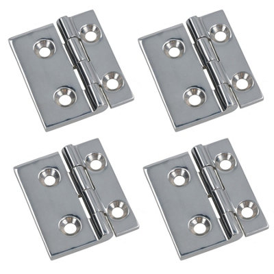 AB Tools Polished Door Hinge 4 Pack Stainless Steel 61mm X 51mm 316 Marine Cabin Hatch from B&Q