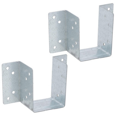 AB Tools Mini Timber Wood Joist Hanger 50mm Decking Loft Galvanised Beam Holder 2Pk from B&Q