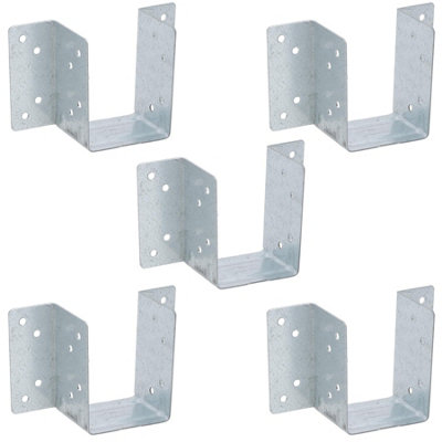 AB Tools Mini Timber Wood Joist Hanger 50mm Decking Loft Galvanised Beam Holder 5Pk from B&Q