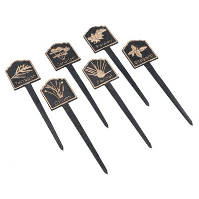 AB Tools Herbs Sign Marker Label Cast Iron Plant Plaque Garden Yard Allotment 6Pc from B&Q