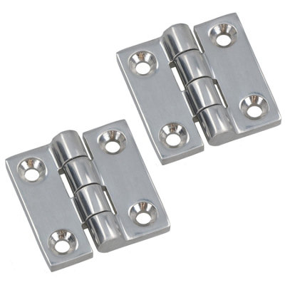 AB Tools Polished Door Butt Hinge 2 Pack Stainless Steel 38mm X 38mm 316 Marine Cabin from B&Q