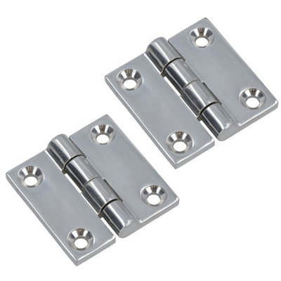 AB Tools Polished Door Butt Hinge 2 Pack Stainless Steel 50mm X 50mm 316 Marine Cabin from B&Q