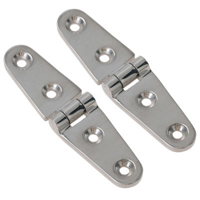 AB Tools Polished Door Strap Hinge 2 Pack Stainless Steel 27mm X 103mm 316 Marine Cabin from B&Q